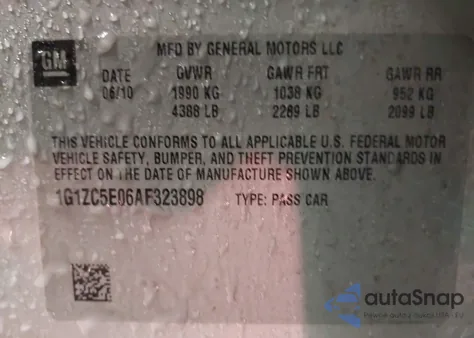 2010 Chevrolet Malibu Lt z USA, uszkodzony, nr VIN 1G1ZC5E06AF323898